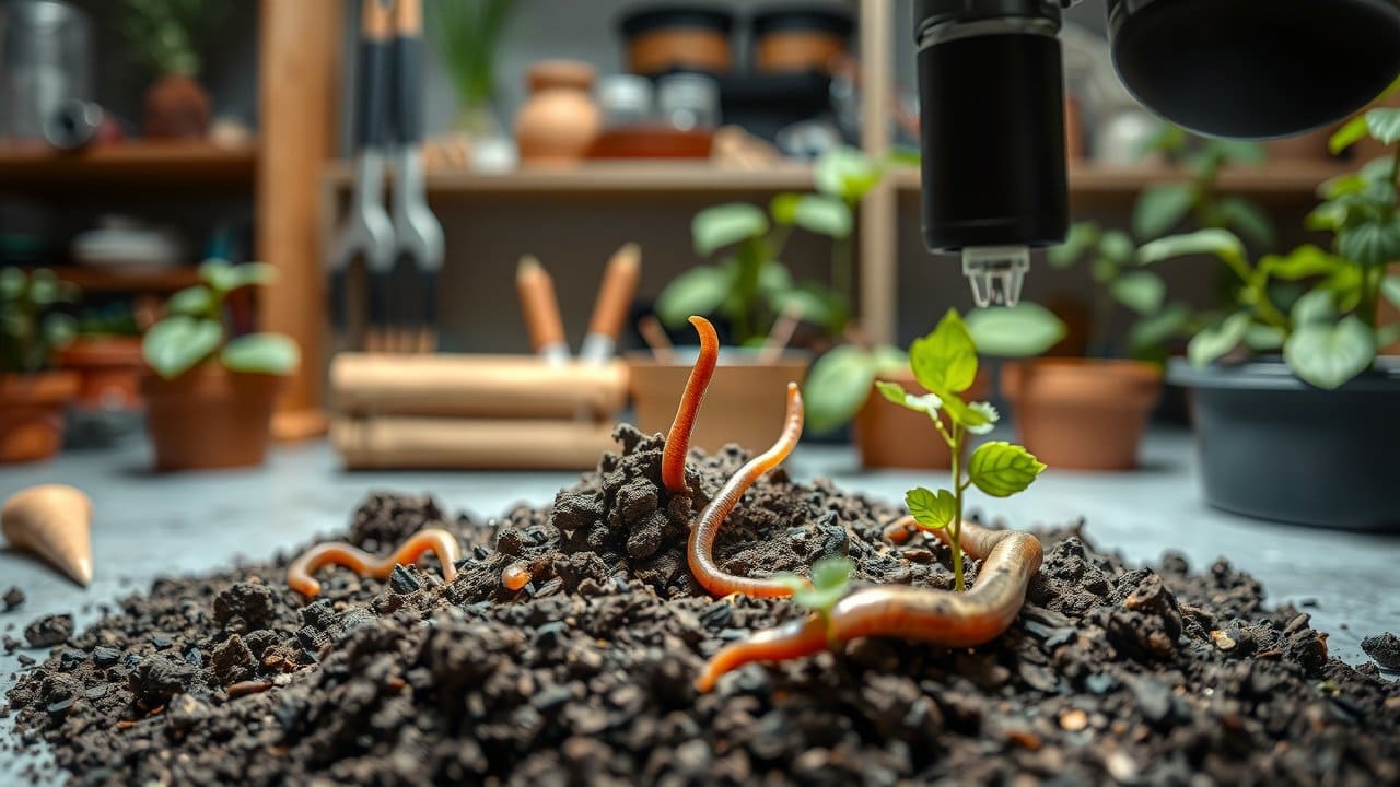 Close-up view of healthy soil microorganisms for improving garden health