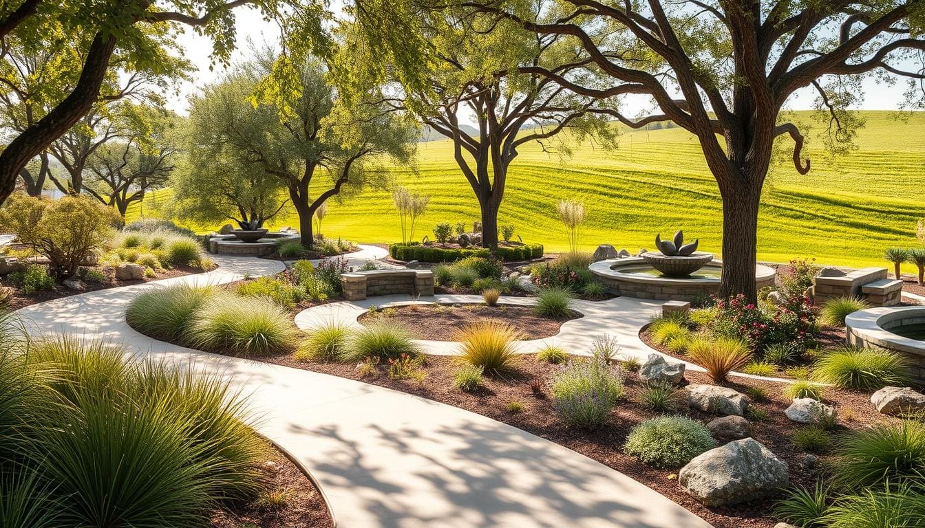 Curved Garden Layouts and Organic Materials