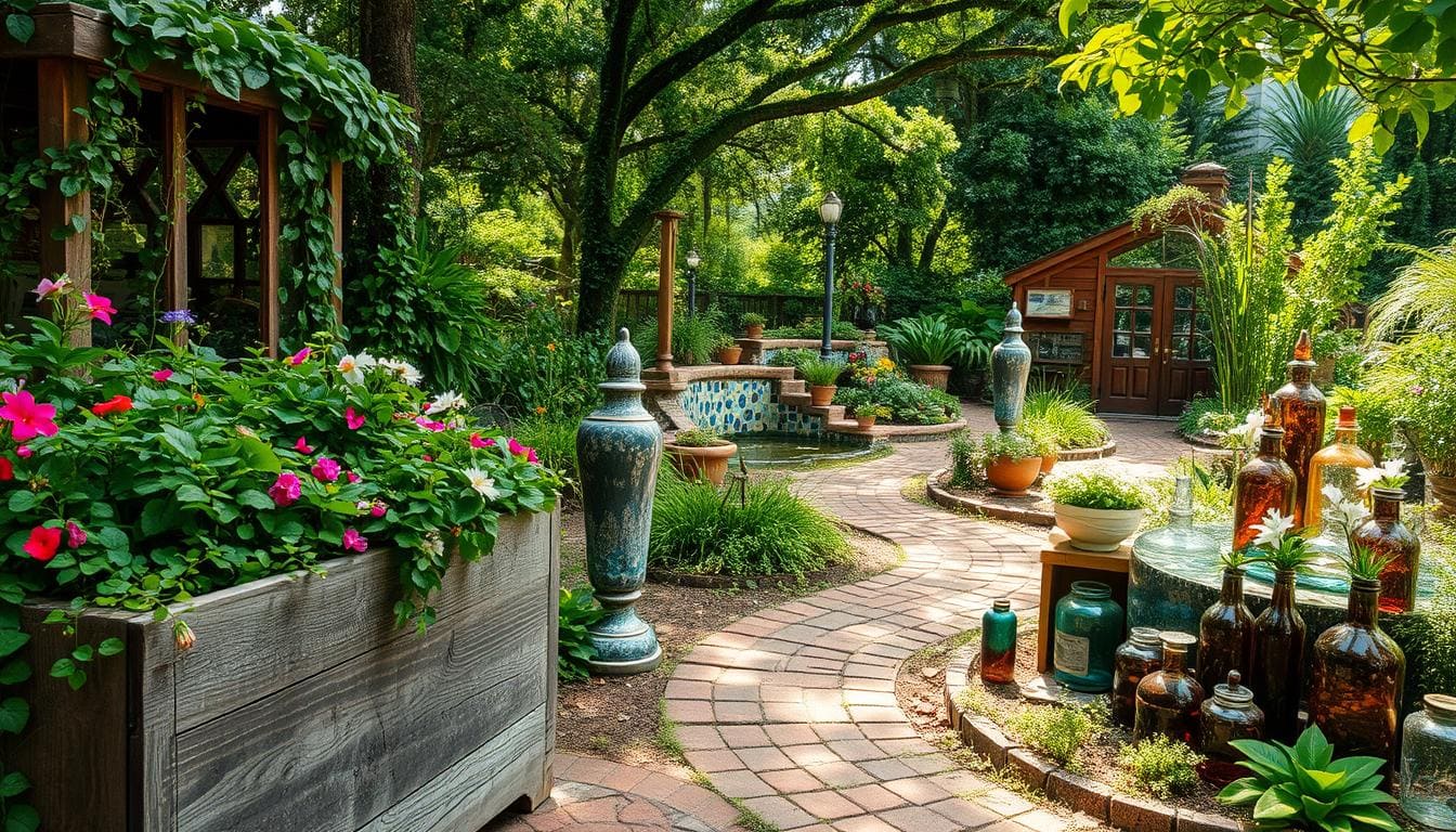 reclaimed materials garden